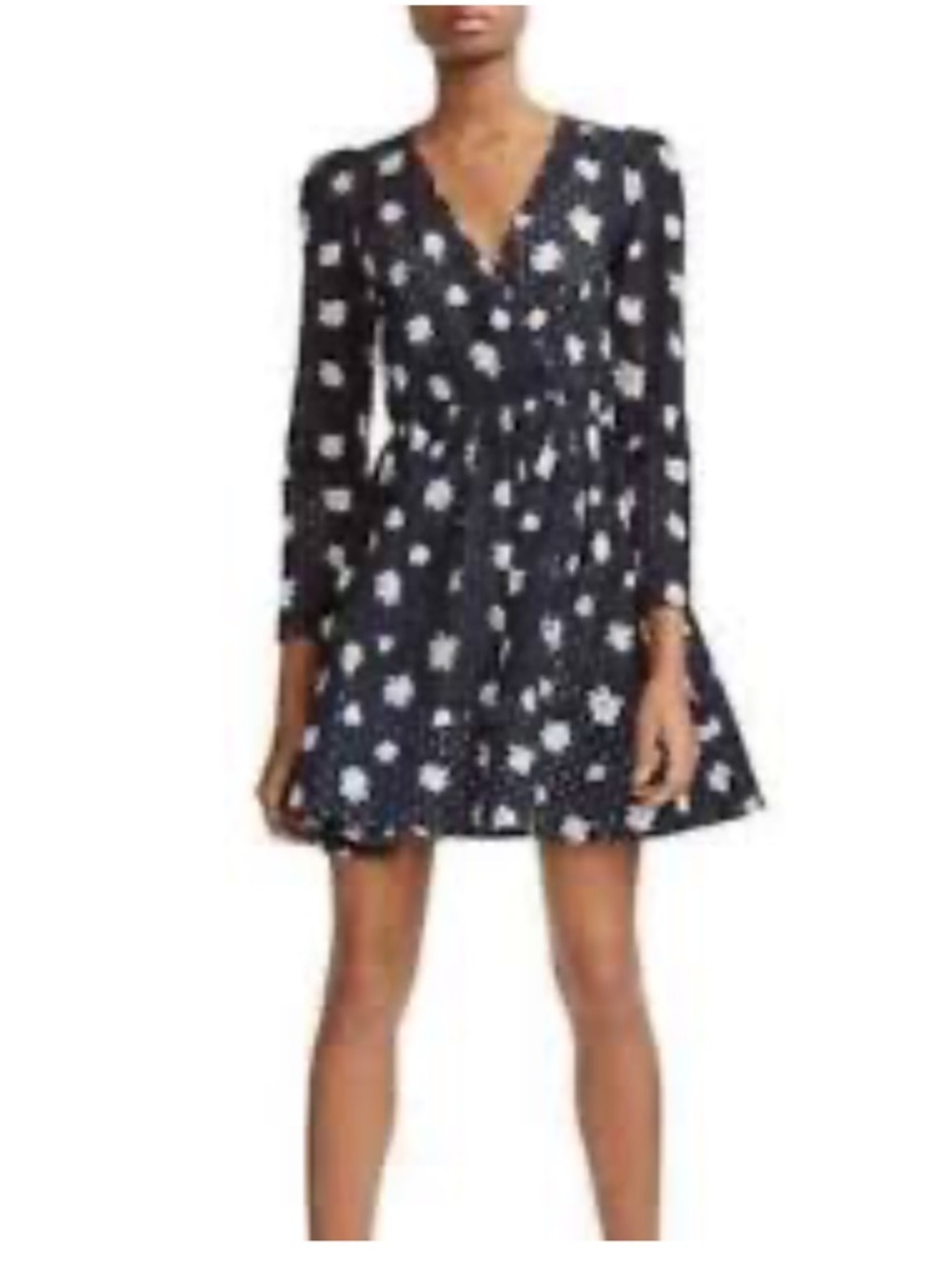 NWOT 100% Cotton Maje Rayom Imprime Eyelet Broderie Daisy Black White Dress 2/M
